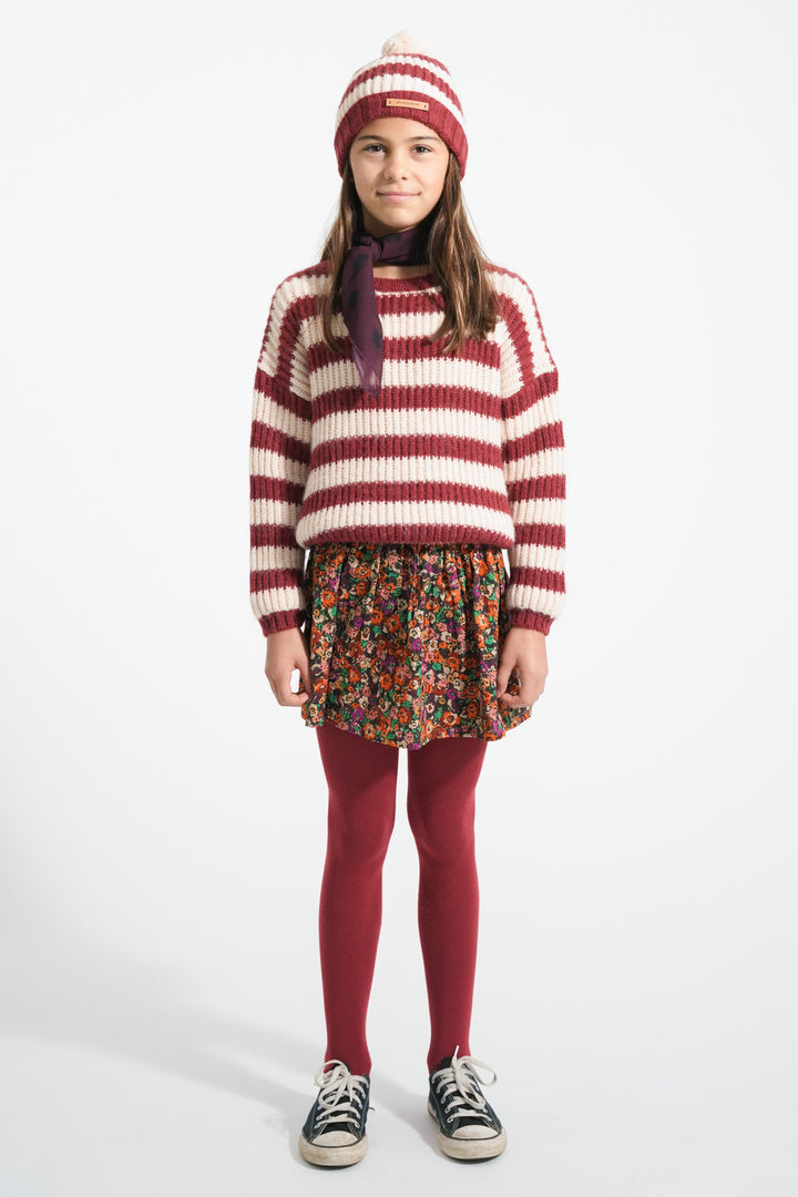 Piupiuchick - Trui Knitted Stripes Bordeaux / Light Pink