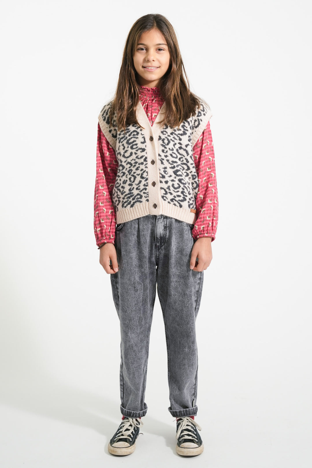 Piupiuchick - Debardeur Animal Knitted Light Pink / Black