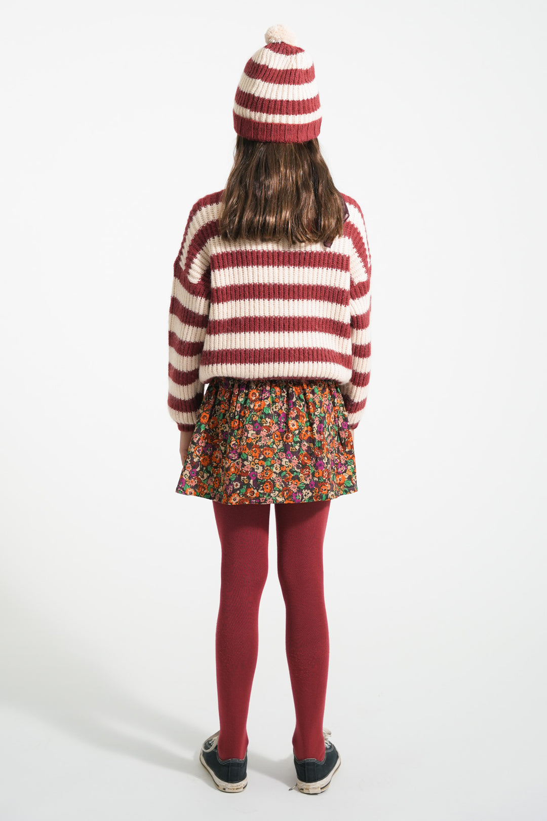 Piupiuchick - Trui Knitted Stripes Bordeaux / Light Pink