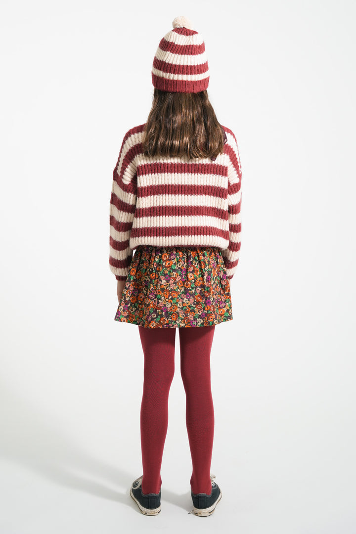 Piupiuchick - Trui Knitted Stripes Bordeaux / Light Pink
