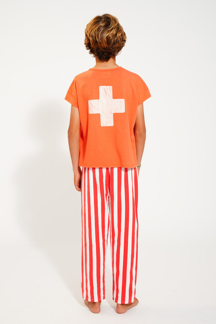 Rood T-shirt van Piupiuchick met First Aid print en borstzakje