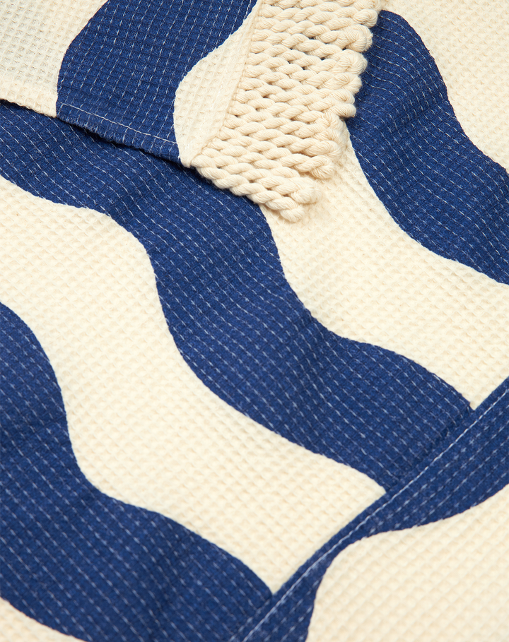 Nobodinoz Portofino Waffle Strand Handdoek Blue Waves Biologisch Katoen 84x150cm