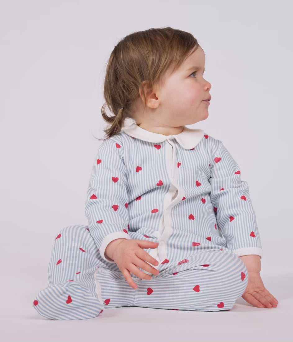 Petit Bateau - Pyjama met Voetjes Marshmallow/Multicolor Hartje