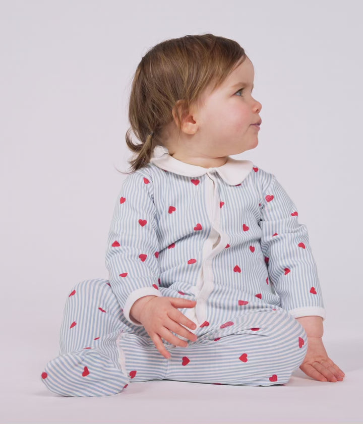 Petit Bateau - Pyjama met Voetjes Marshmallow/Multicolor Hartje