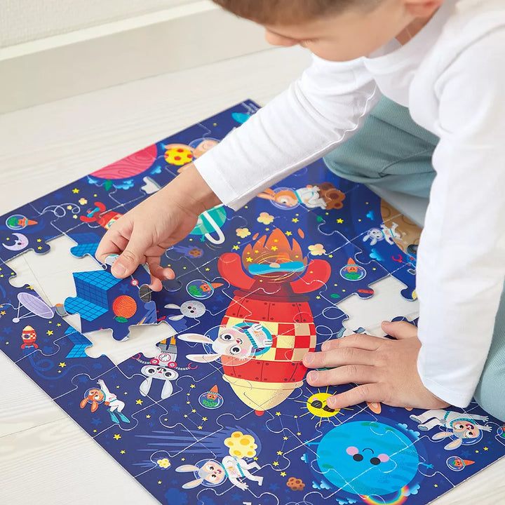 Janod Puzzel Rocket (54 stuks) - Wortelmissie, Ruimteavontuur met Astro-Konijnen