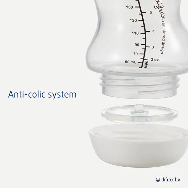 Difrax S-Fles Wide 200ml in Popcorn kleur met anti-colic ventiel