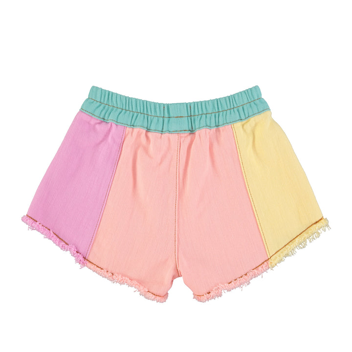 Multicolor pastel short van Piupiuchick met ruffles en elastische tailleband