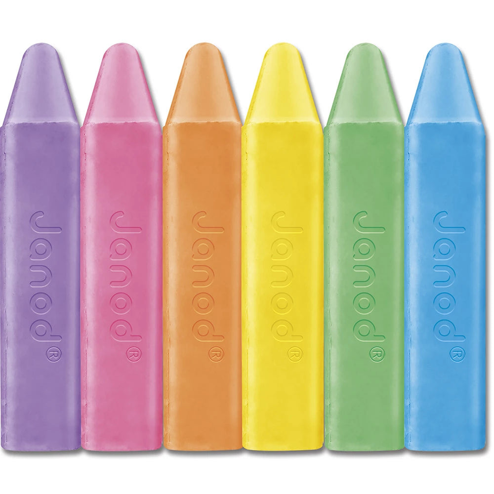 Janod stoepkrijt set in 6 felle kleuren in herbruikbare doos