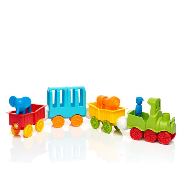 Kind speelt met SmartMax My First Animal Train en dierenfiguren.