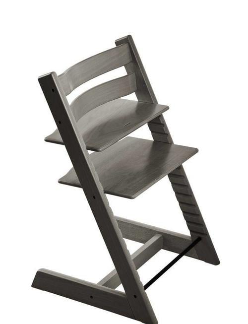 Stokke Tripp Trapp Hazy Grey kinderstoel in Scandinavisch design, verstelbaar en duurzaam.