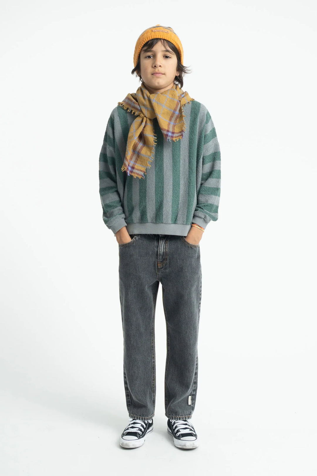 Piupiuchick - Sweatshirt Grey & Green Stripes