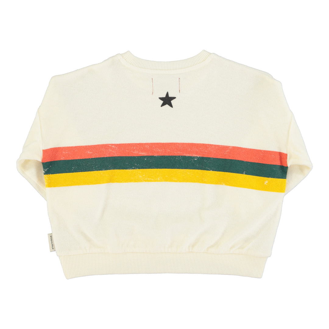 Ecru sweater van Piupiuchick met strepen op de voorkant en ster op de achterkant
