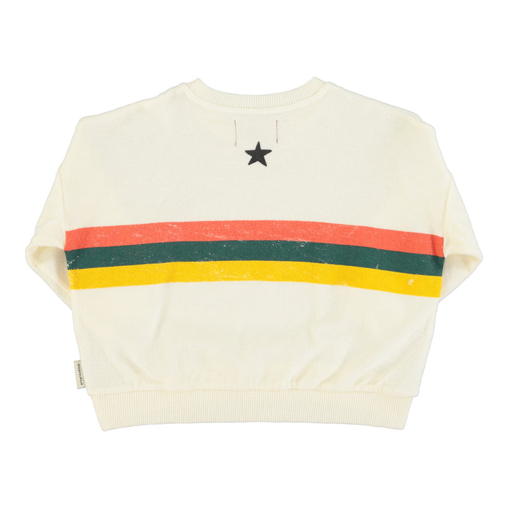 Ecru sweater van Piupiuchick met strepen op de voorkant en ster op de achterkant