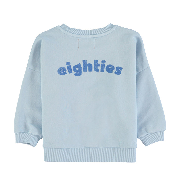 Lichtblauwe sweater van Piupiuchick met golfprint en Eighties opdruk