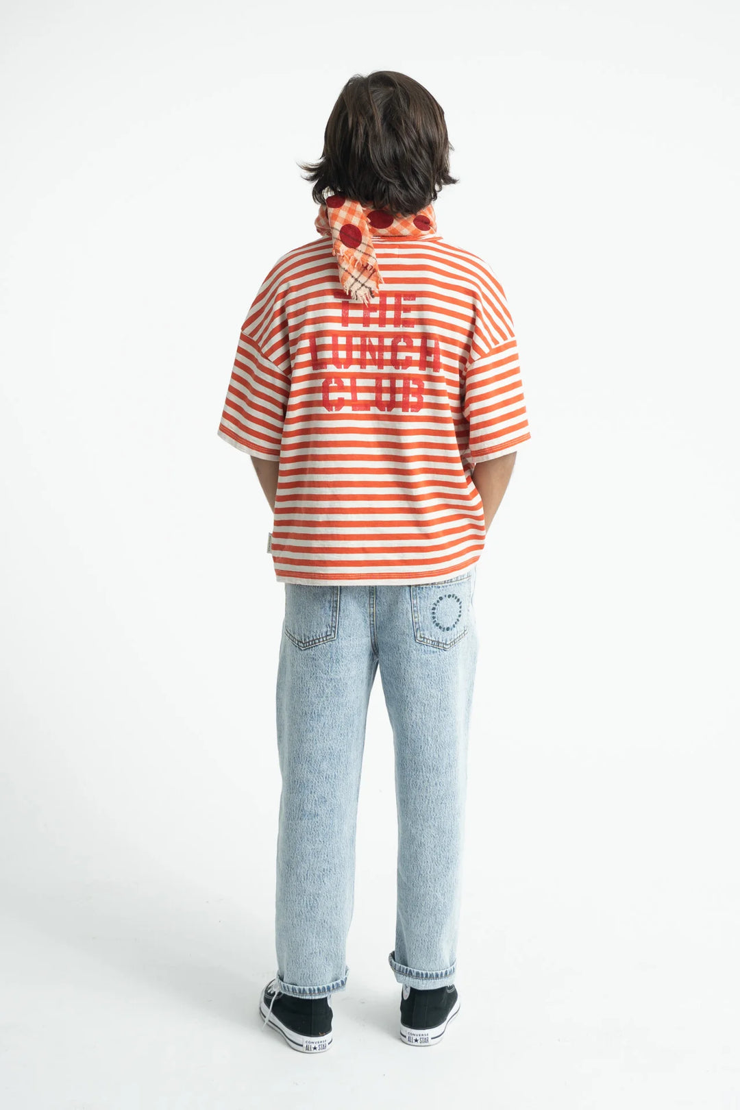 Piupiuchick - T-Shirt Red & Ecru Stripes Apple Print