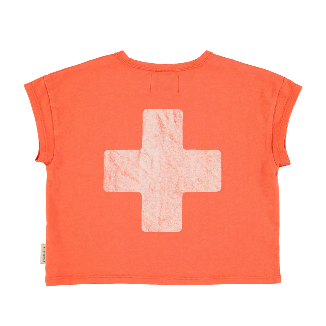 Rood T-shirt van Piupiuchick met First Aid print en borstzakje