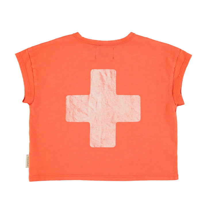 Rood T-shirt van Piupiuchick met First Aid print en borstzakje