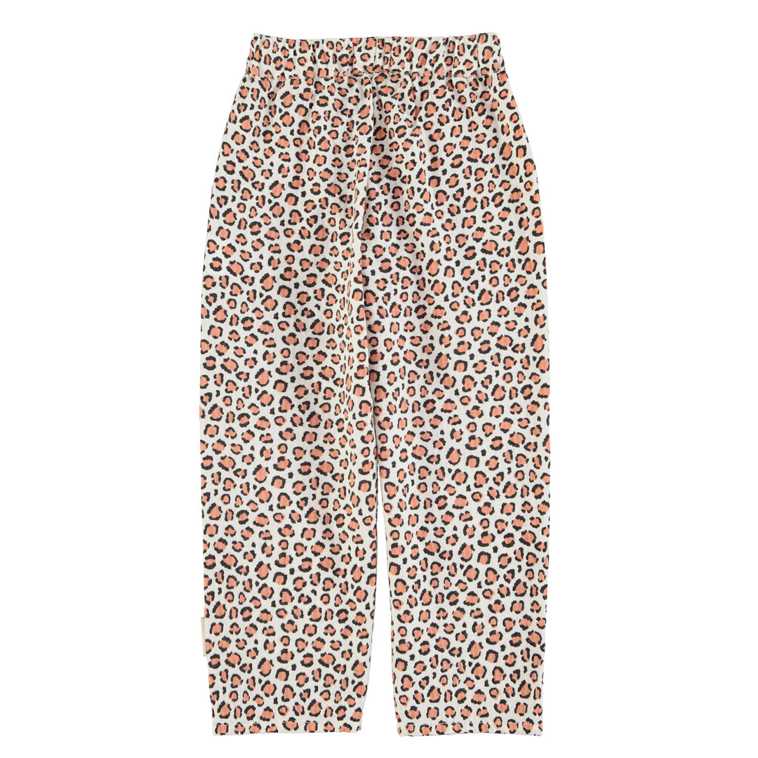 Ecru broek van Piupiuchick met tijgerprint en elastische tailleband