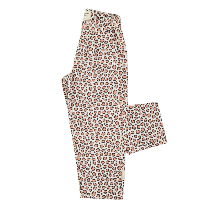 Ecru broek van Piupiuchick met tijgerprint en elastische tailleband