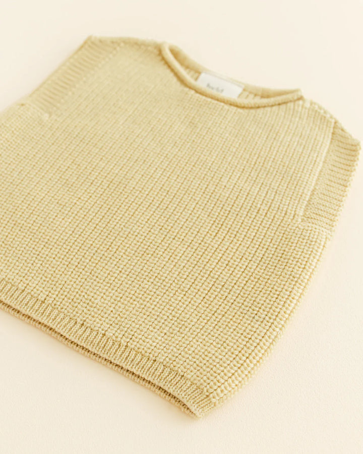 Hvid Harvey debardeur in Light Yellow, merinowollen babyvestje