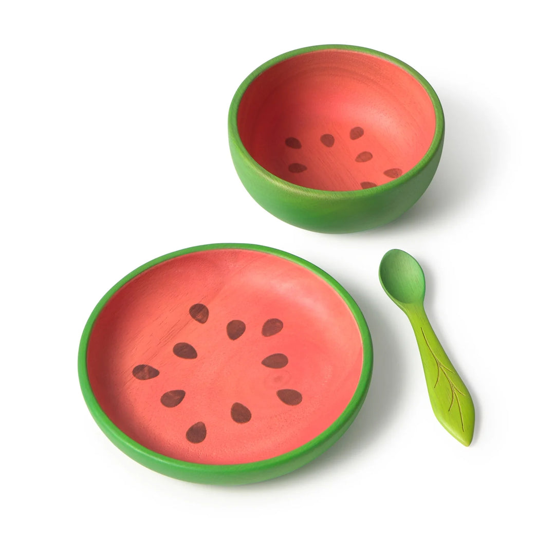 Oli & Carol eetset Wally the Watermelon – bord, kom en lepel voor baby's