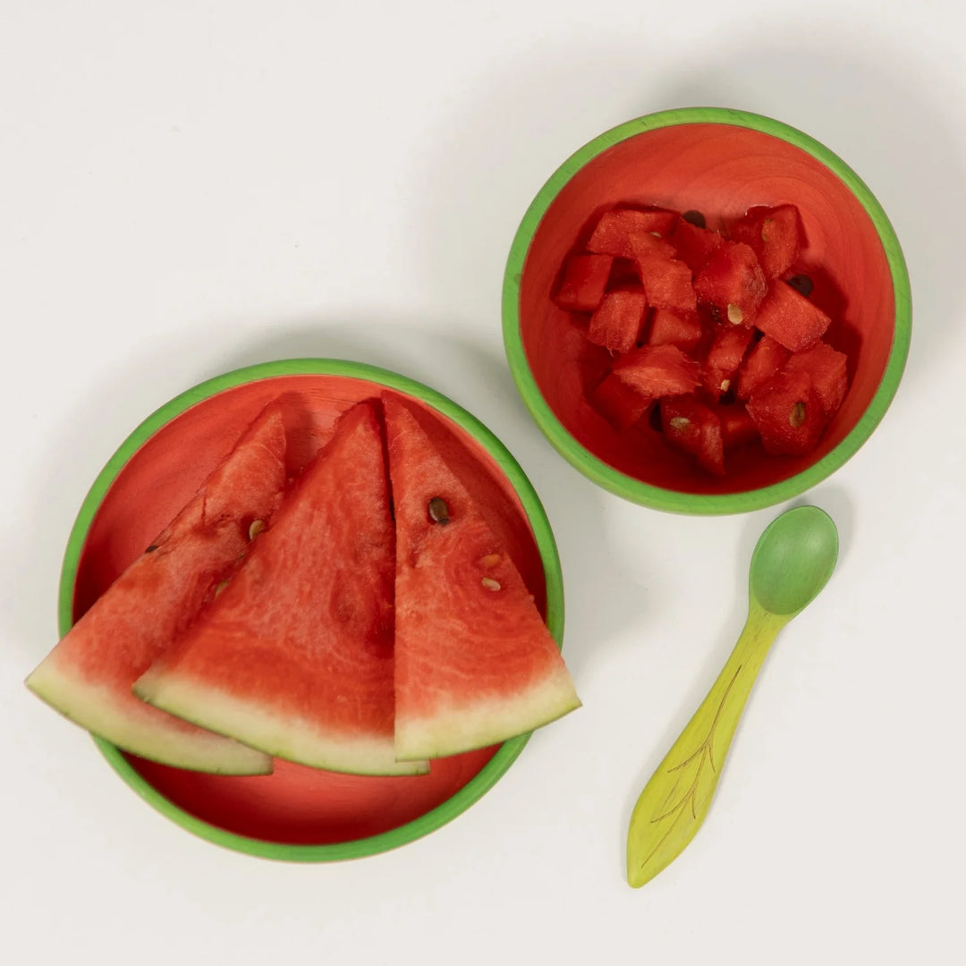 Oli & Carol eetset Wally the Watermelon – bord, kom en lepel voor baby's