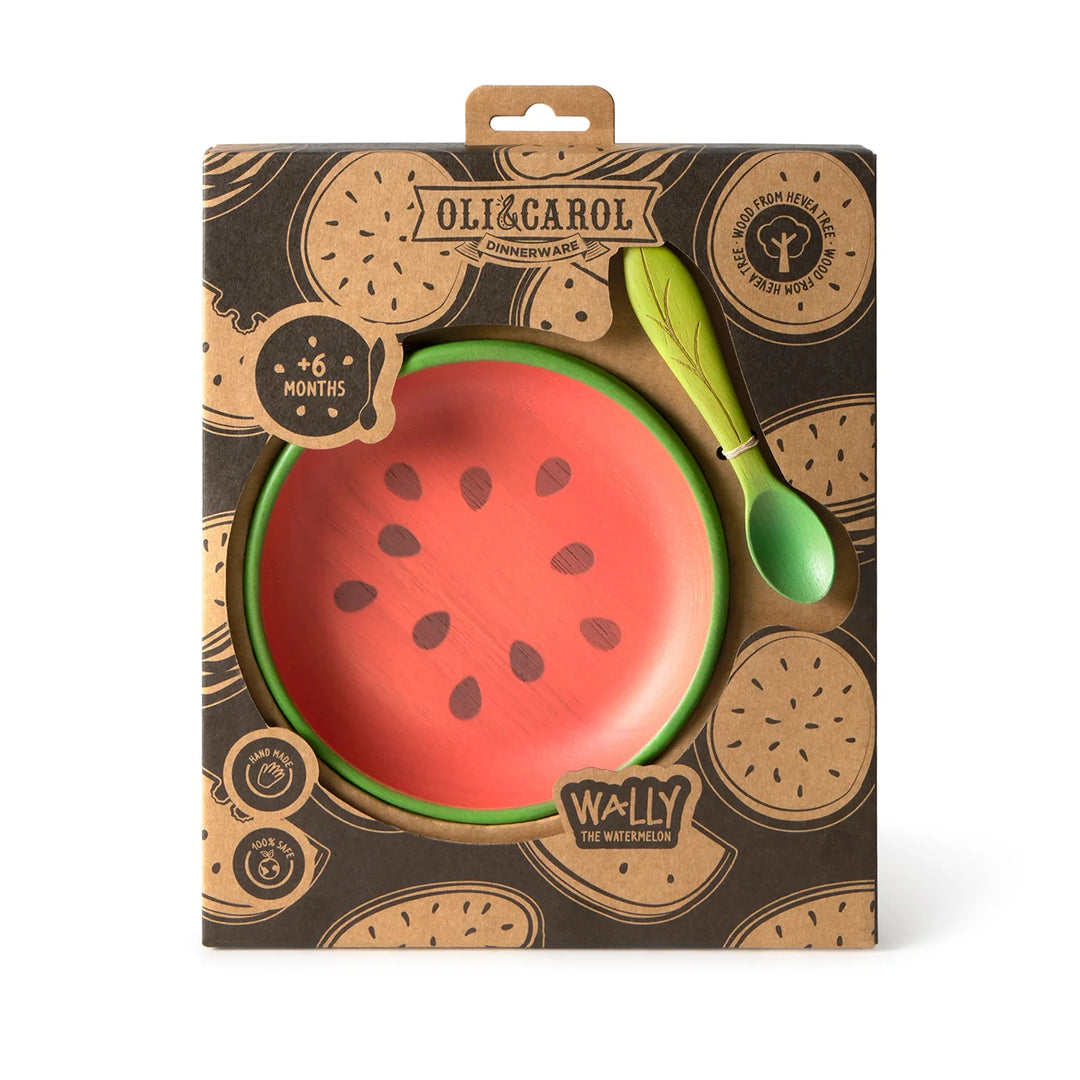 Oli & Carol houten eetset Wally the Watermelon voor baby's