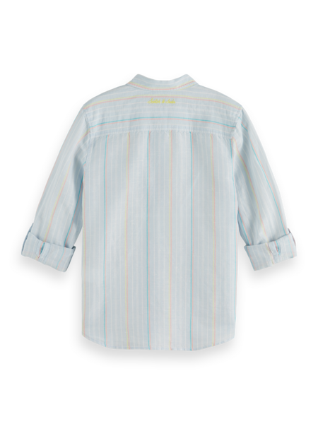Hemd Regular Fit Yarn Dyed Linen Cotton Stripe Blue / White