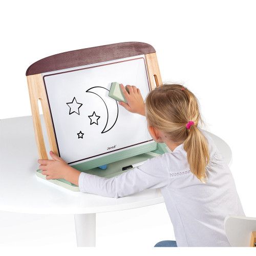 Janod Tekenbord White and Blackboard, dubbelzijdig bord met krijt- en whiteboardzijde, geschikt voor kinderen vanaf 3 jaar.