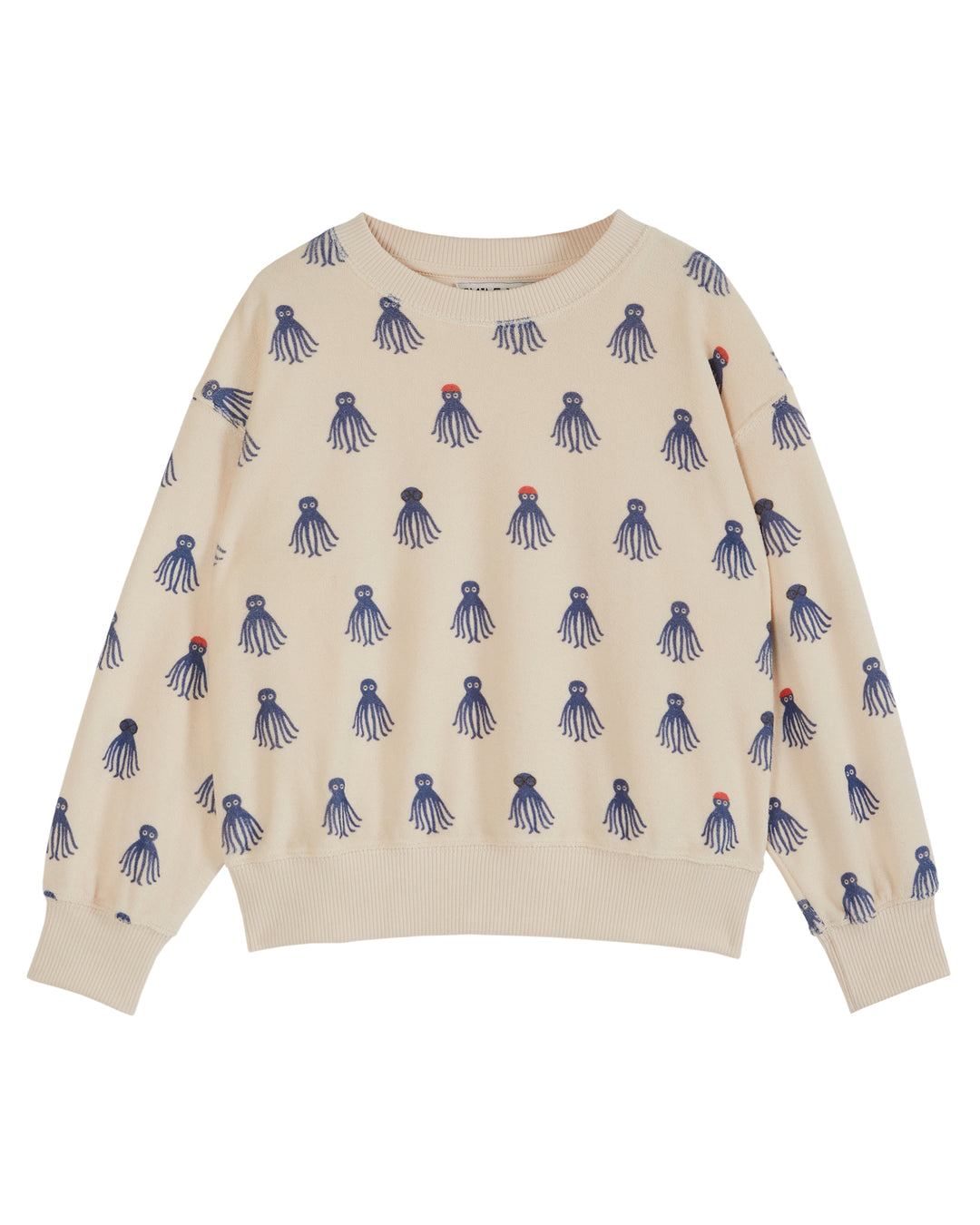 Sweater Octopus Printed All Over Creme Blue