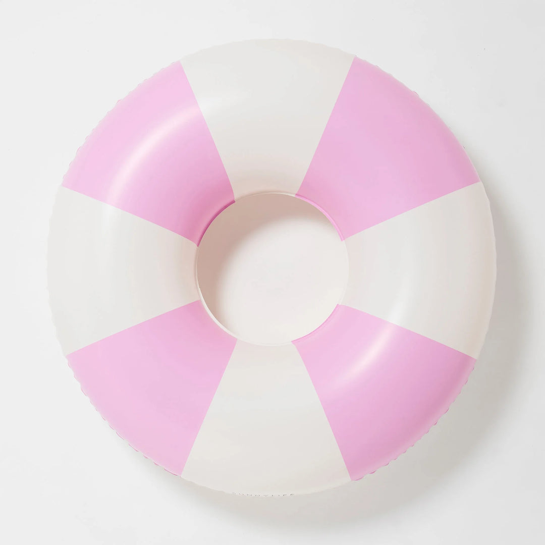 Sunnylife Zwemband Tube Bubblegum Pink Stripe voor stijlvol zwemplezier